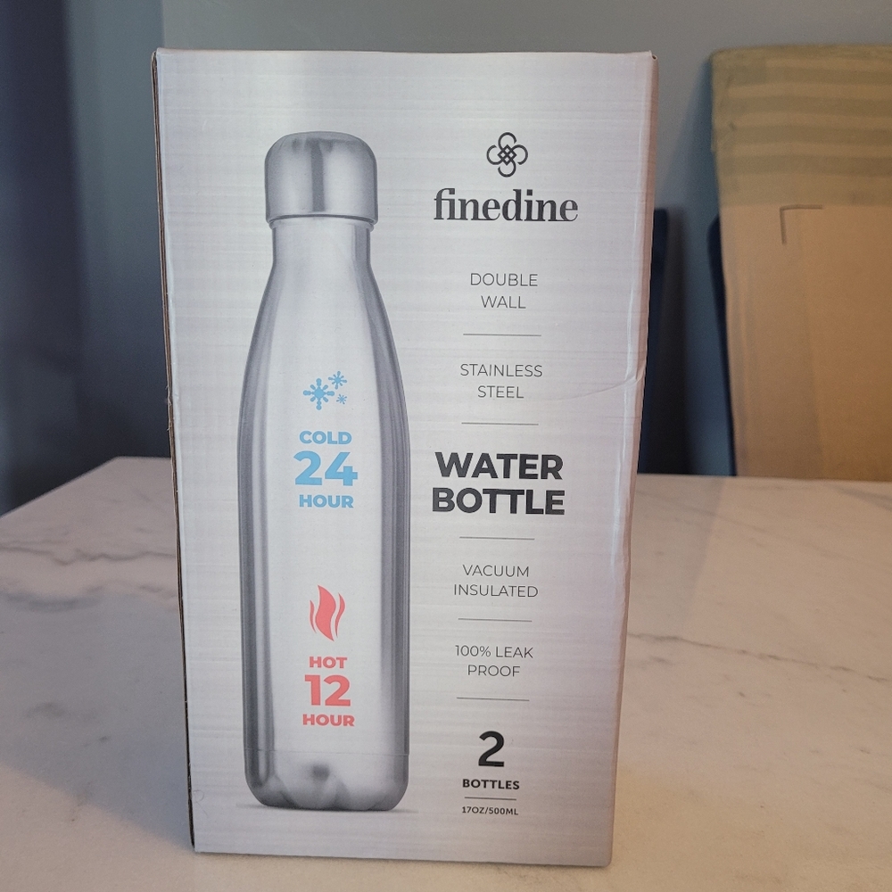 Finedine double wall stainless steel water bottle 2 pack new